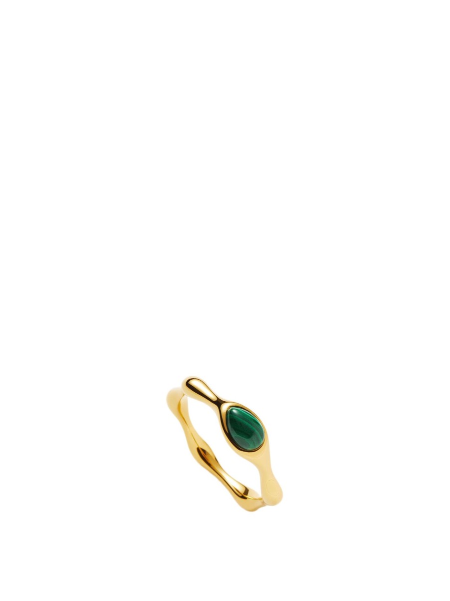 Women Missoma Jewellery | Green Malachite Organic Shape Ring Gold