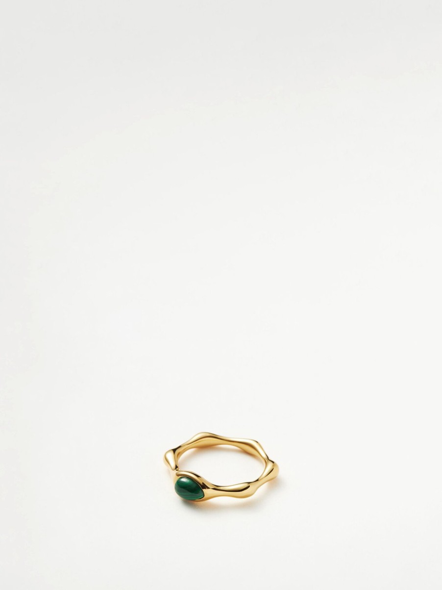 Women Missoma Jewellery | Green Malachite Organic Shape Ring Gold