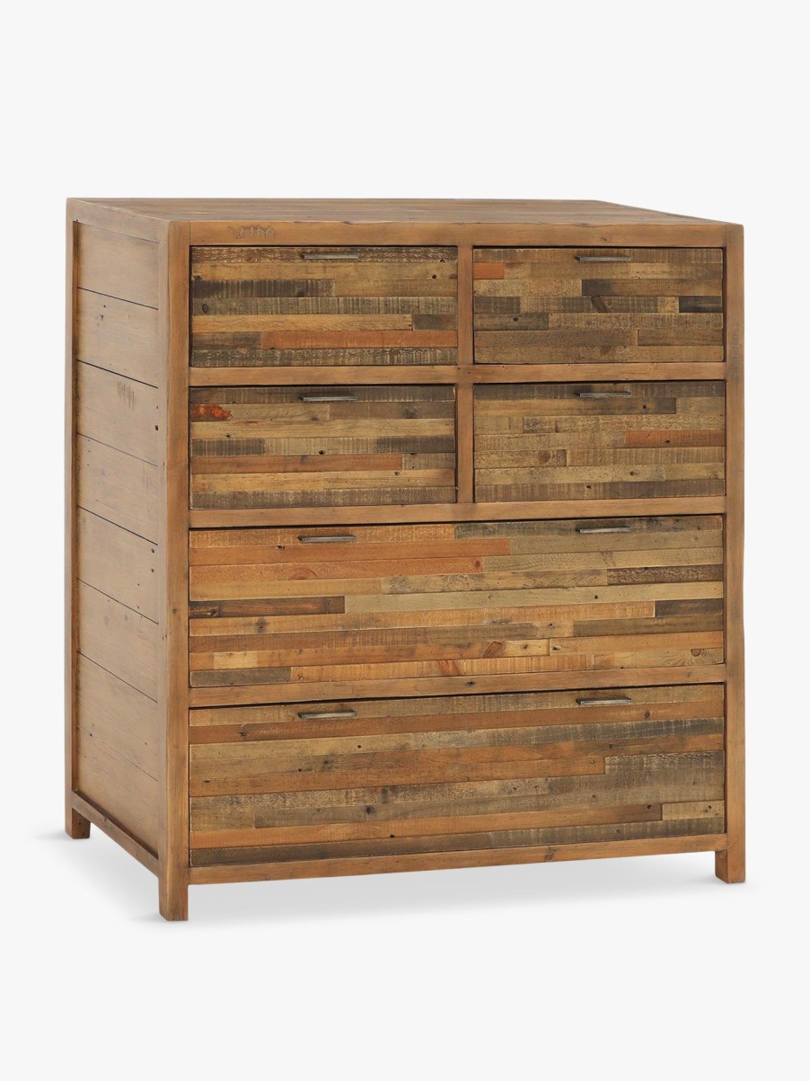 Furniture & Outdoor Barker and Stonehouse Chest Of Drawers | Charlie Reclaimed Wood 6 Drawer Chest Cabinet Reclaimed Oakland Finish