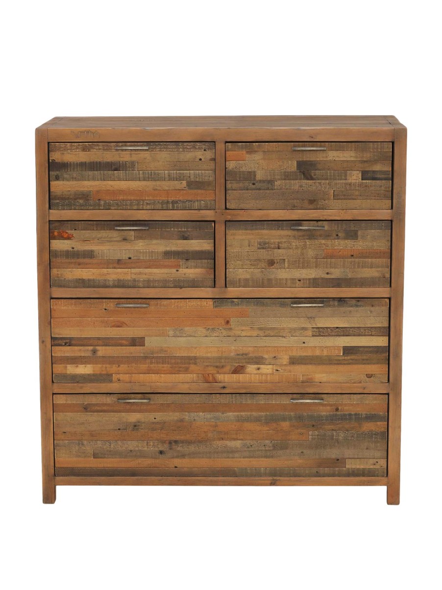 Furniture & Outdoor Barker and Stonehouse Chest Of Drawers | Charlie Reclaimed Wood 6 Drawer Chest Cabinet Reclaimed Oakland Finish