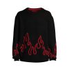 Men Hugo Sweatshirts & Knitwear | Relaxed-Fit Sweater With Flame Jacquard In Wool Blend Black