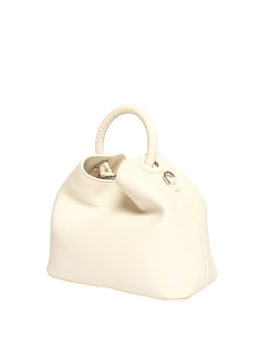 Women Elleme Tote Bags | Baozi (Silver Hdw) Pebbled Leather White