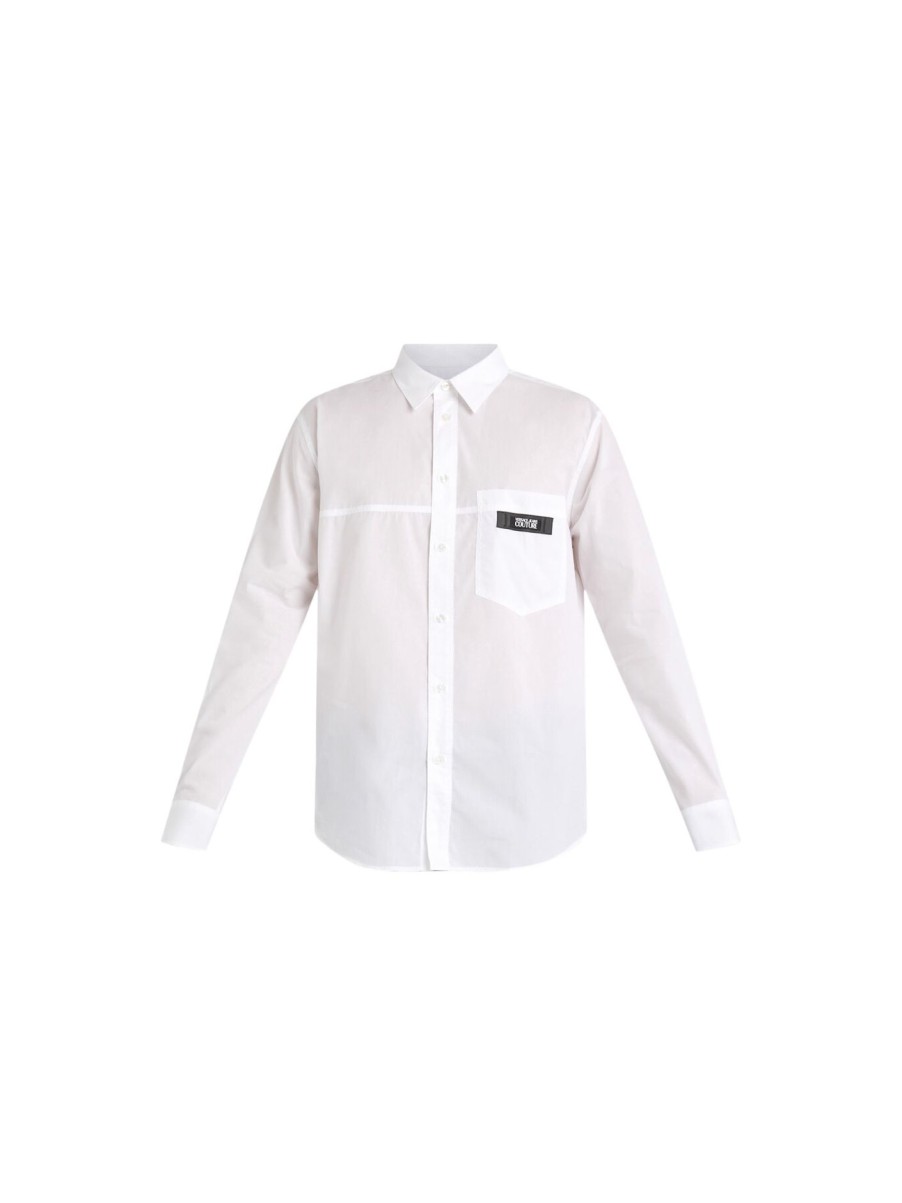 Men Versace Jeans Shirts | Longsleeve Patch Shirt White