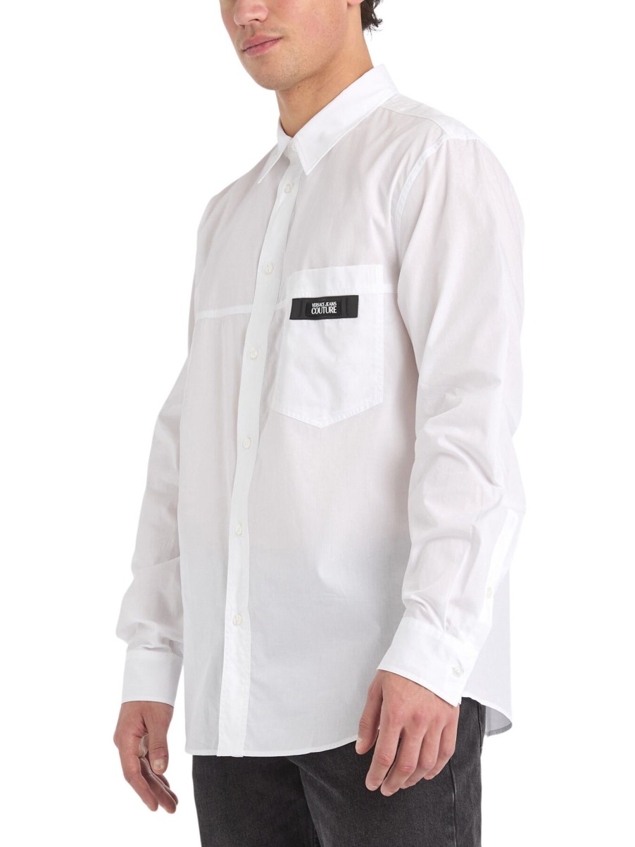 Men Versace Jeans Shirts | Longsleeve Patch Shirt White