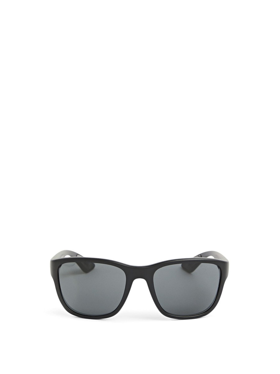 Men Prada Linea Rossa Men'S Sunglasses | Acetate Rectangular Sunglasses Black Rubber