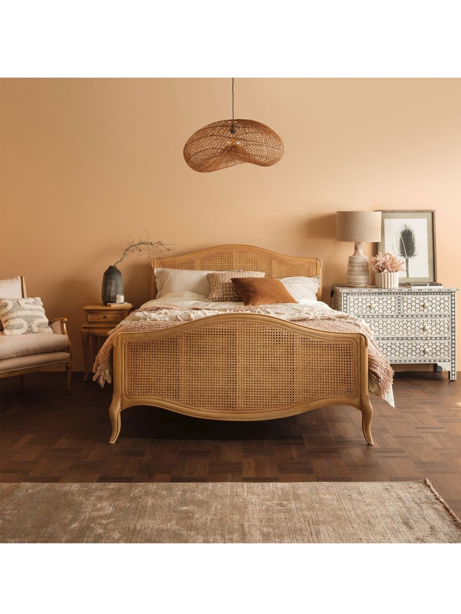 Furniture & Outdoor Barker and Stonehouse Mattresses | Cecile Brown Rattan And Wood French Style Double Bed Frame