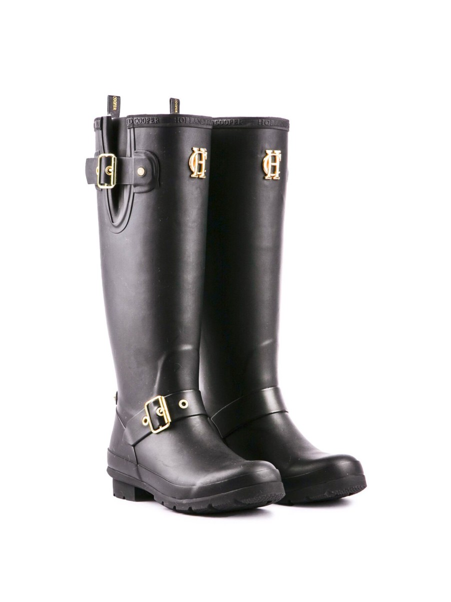 Men Holland Cooper Boots | Holland Cooper Sherpa Lined Regency Wellington Boots Black