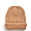 Women Rosie Sugden Hats | Cashmeretriple Turn Up Ribbed Beanie Pecan