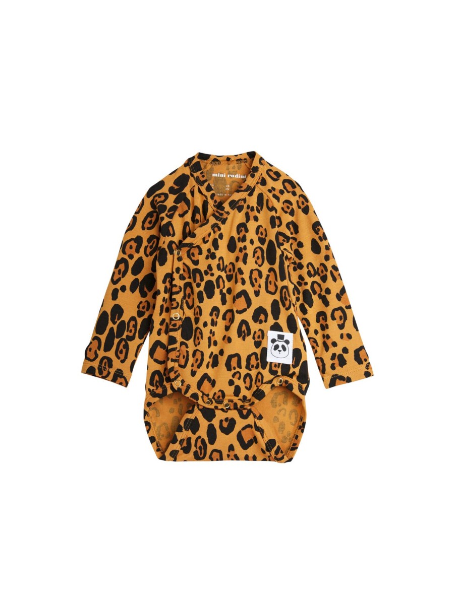 Kids Mini Rodini Tops | Basic Leopard Wrap Body Beige