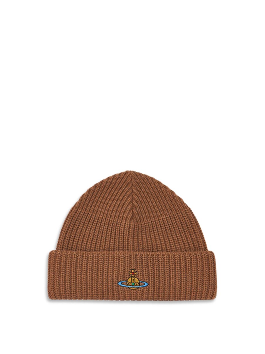 Women Vivienne Westwood Hats | Knitted Sporty Beanie Camel