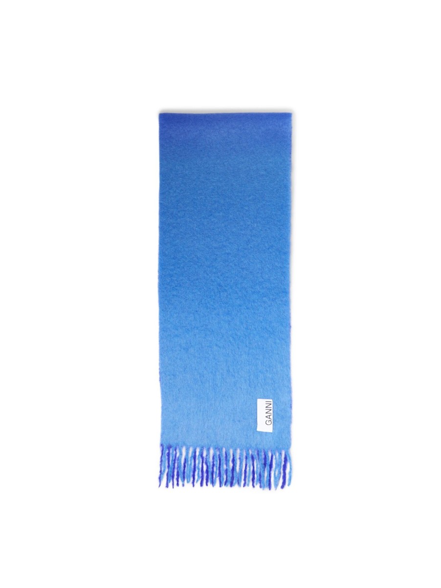 Women GANNI Scarves | Mohair Gradient Scarf Silver Lake Blue