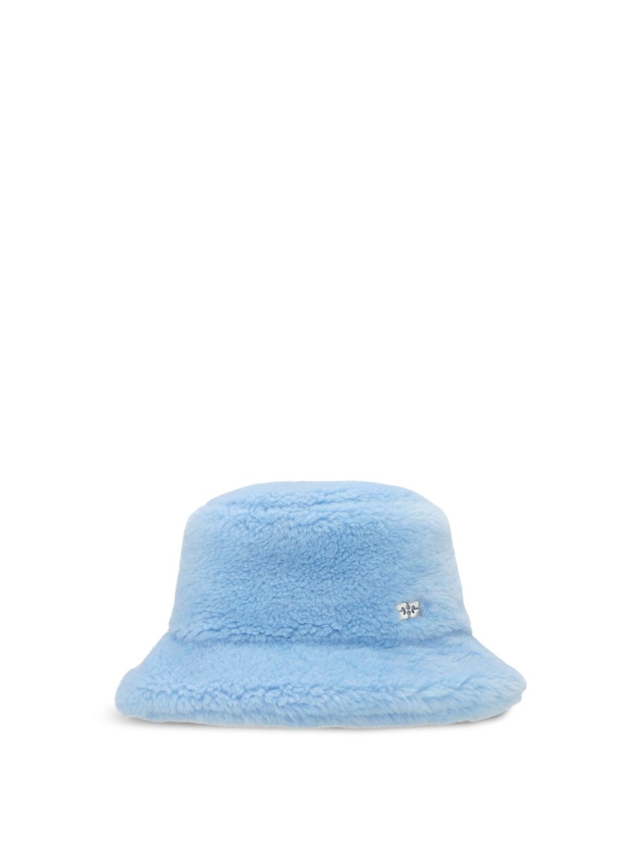 Women GANNI Hats | Recycled Fur Tech Bucket Hat Light Blue Vintage