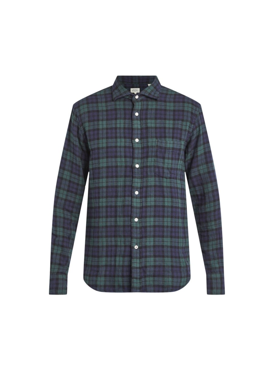 Men Hartford Shirts | Paul Double Face Check Shirt Blue/Green