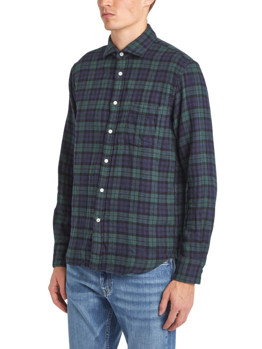 Men Hartford Shirts | Paul Double Face Check Shirt Blue/Green