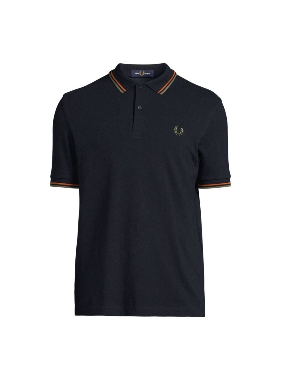 Men Fred Perry Polo & Rugby Shirts | Twin Tipped Fred Perry Shirt Nvy/Ntflk/Fdgrn