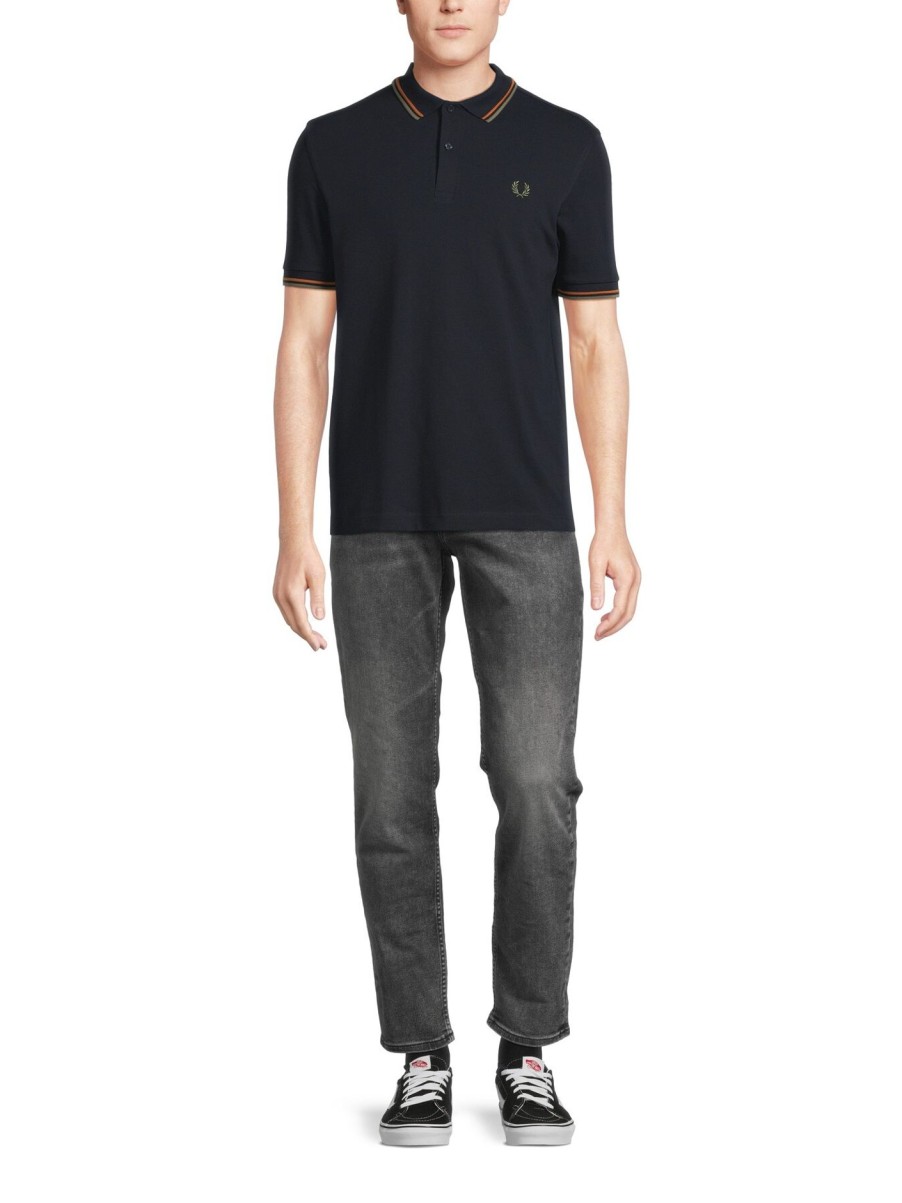 Men Fred Perry Polo & Rugby Shirts | Twin Tipped Fred Perry Shirt Nvy/Ntflk/Fdgrn