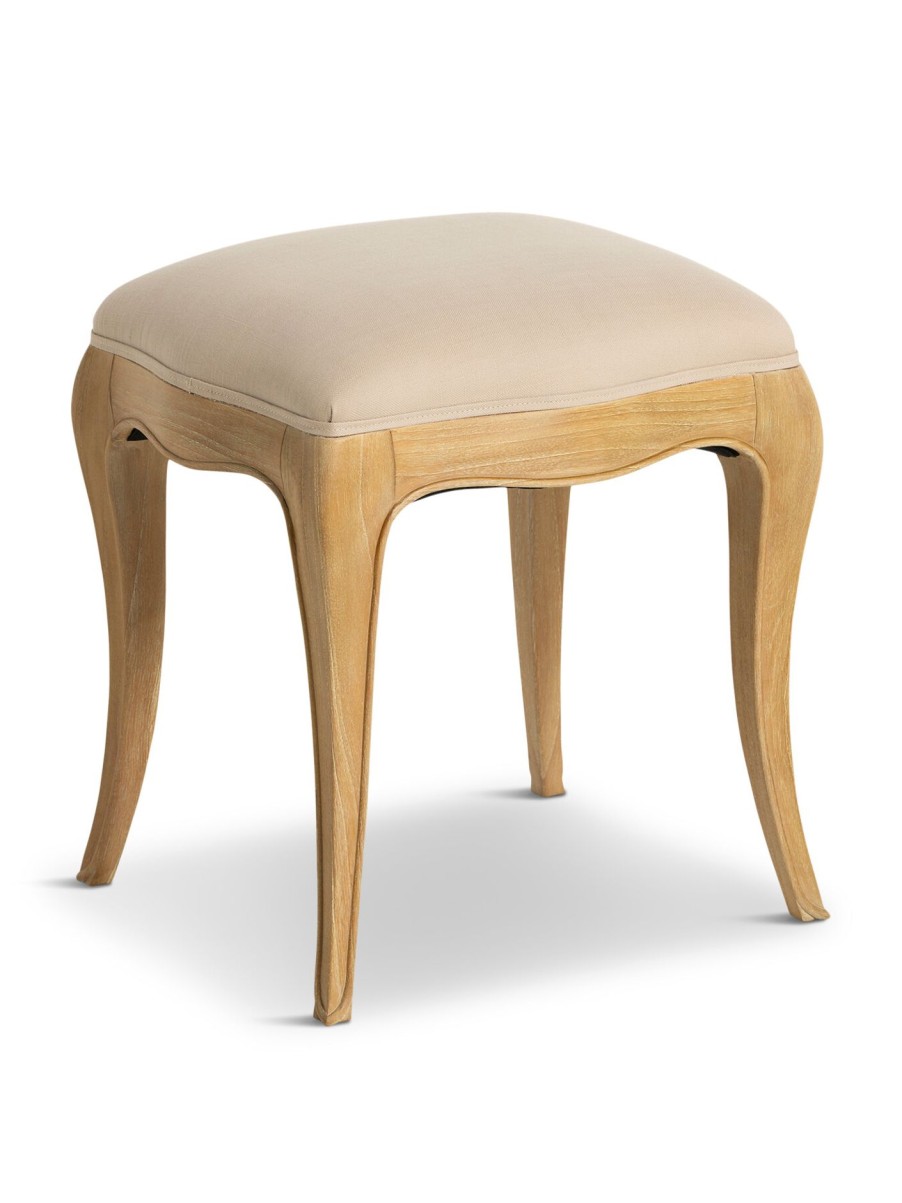 Furniture & Outdoor Barker and Stonehouse Footstools | Cecile Light Wood French Style Upholstered Stool