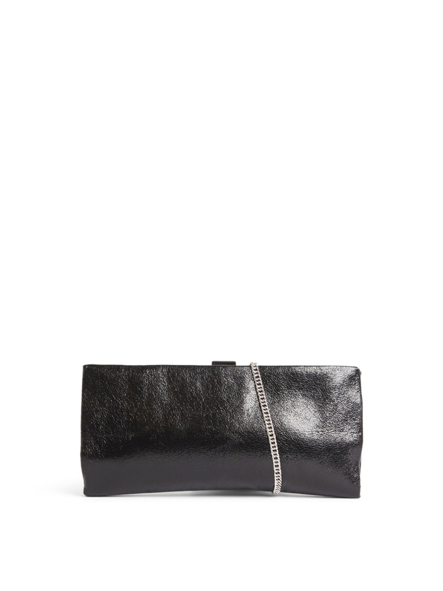 Women Anna Cecere Clutch Bags | Metallic Cip Top Clutch Nero