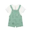 Kids Mayoral Bottoms | All Over Croc Print Dungaree Short Set Eucalyptus