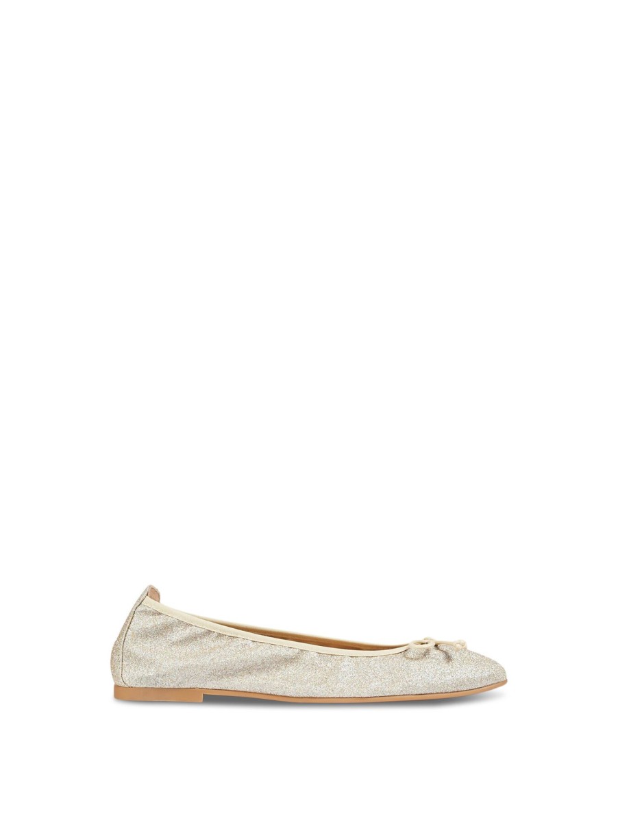 Women LK Bennett Flats | Trilly Glitter Ballerina Pumps Gold