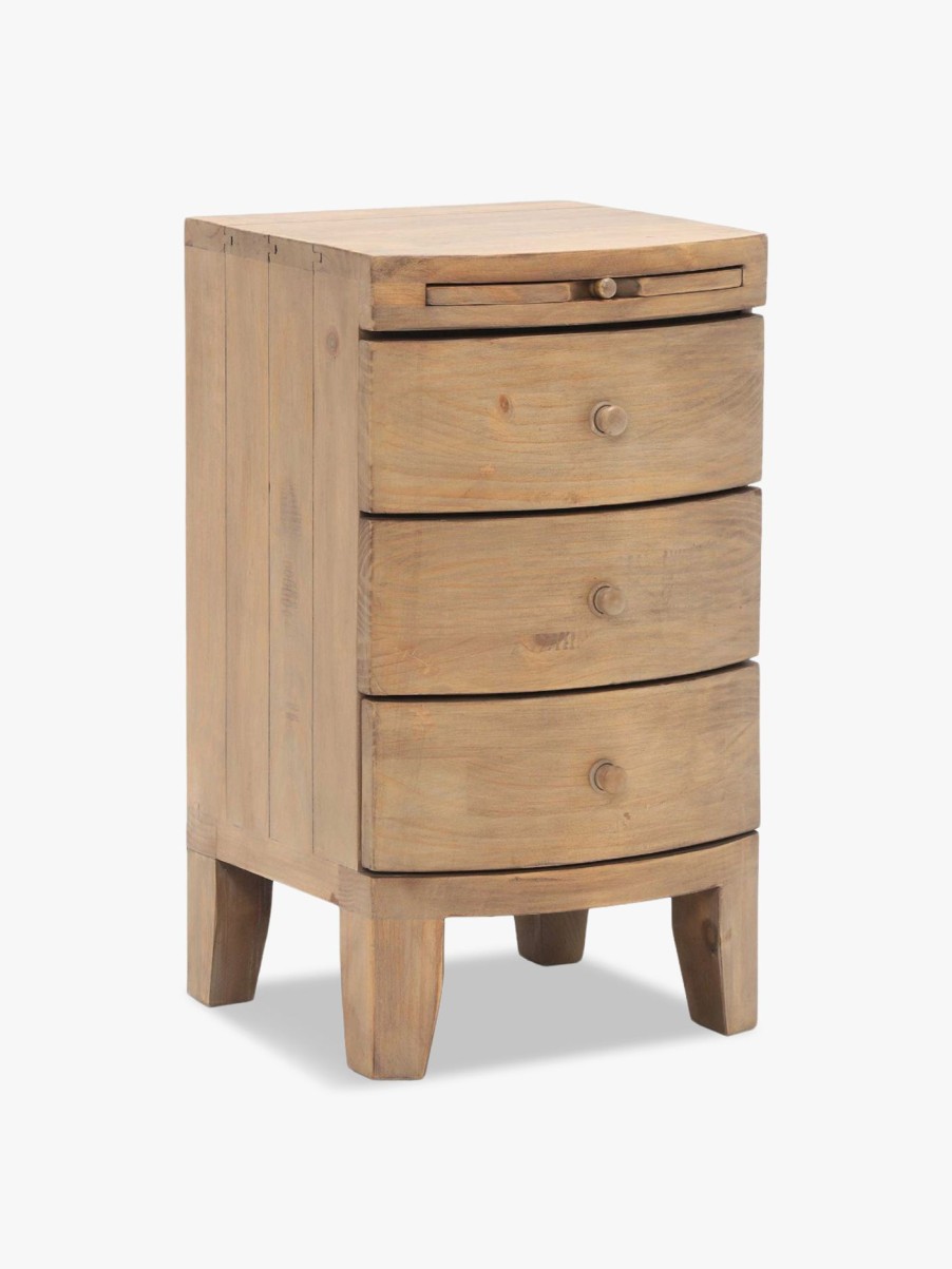 Furniture & Outdoor Barker and Stonehouse Bedside Tables | Lewes Reclaimed Wood 3 Drawer Bedside, Wheat Neutral