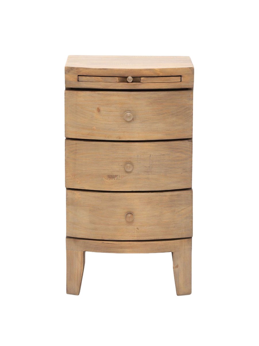 Furniture & Outdoor Barker and Stonehouse Bedside Tables | Lewes Reclaimed Wood 3 Drawer Bedside, Wheat Neutral