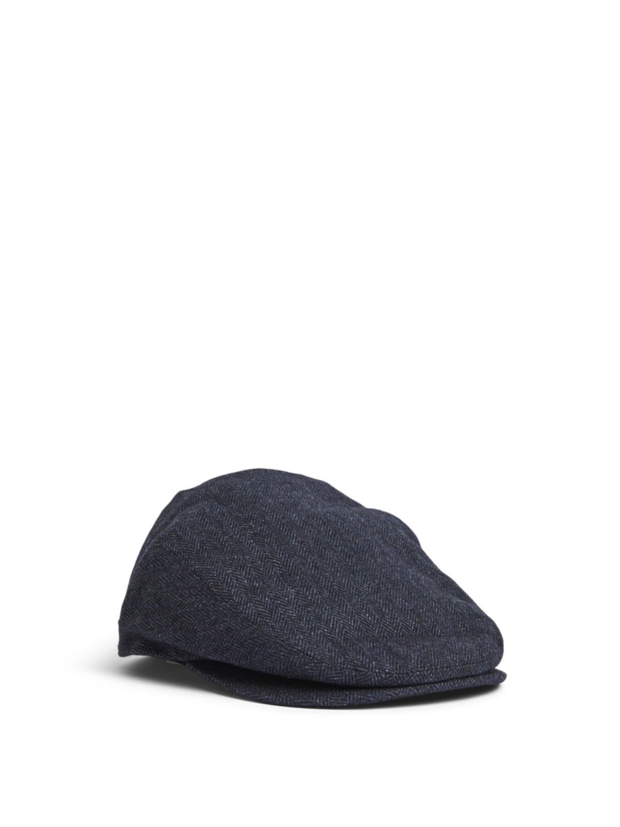 Men Barbour Hats | Barlow Flat Cap Grey Herringbone