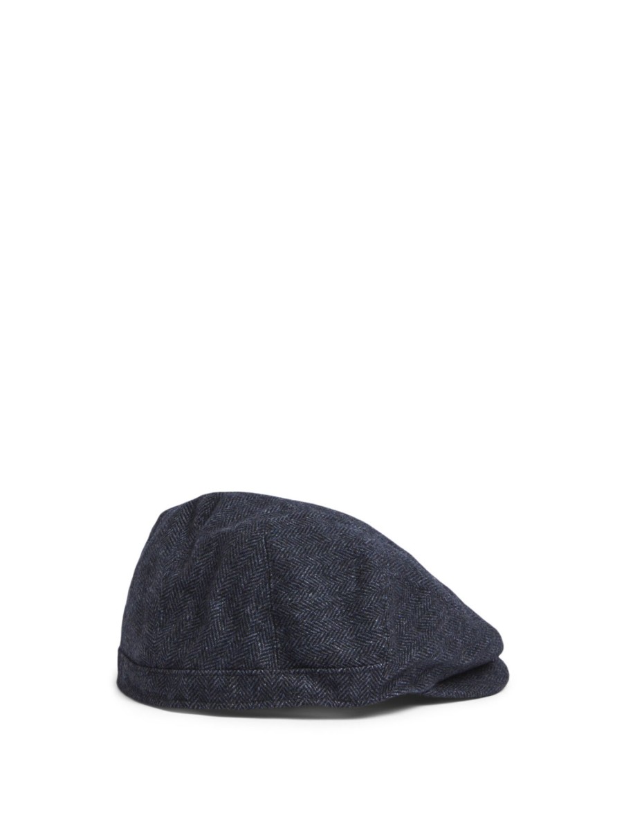 Men Barbour Hats | Barlow Flat Cap Grey Herringbone