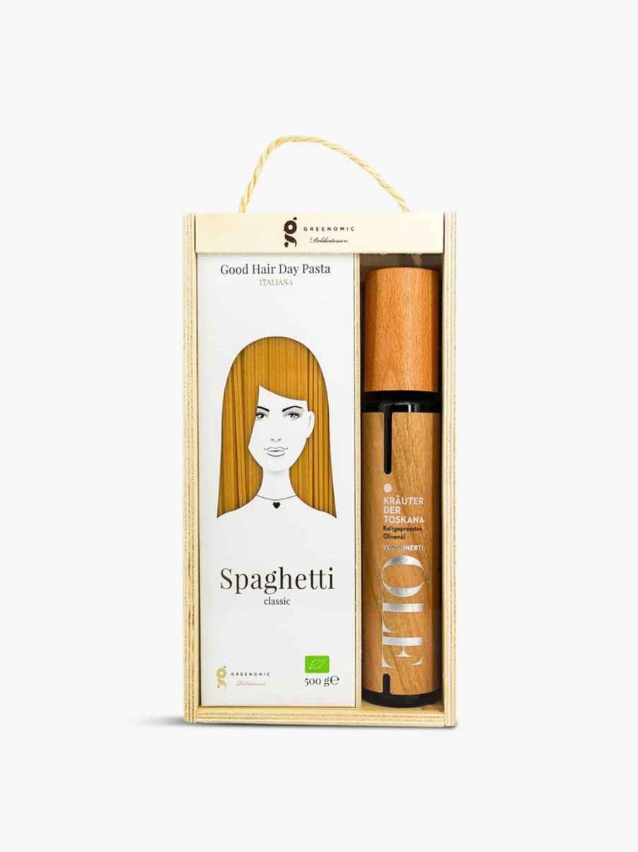 Food & Drink Greenomic Pasta | Spaghetti & Olive Oil Wood Design