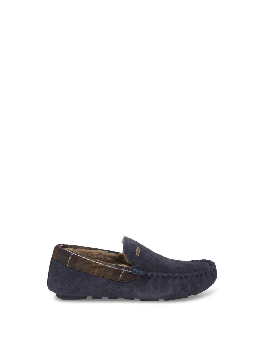 Men Barbour Slippers | Monty Slippers Navy Suede