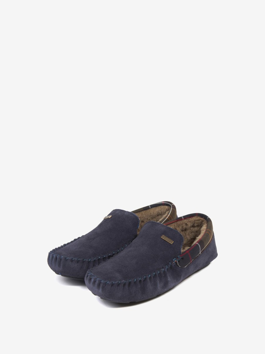 Men Barbour Slippers | Monty Slippers Navy Suede