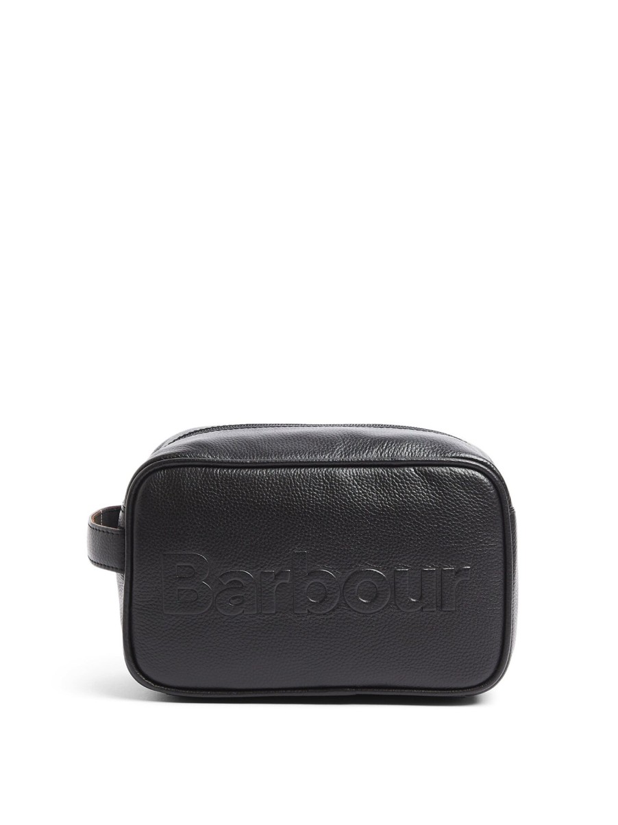 Men Barbour | Debossed Logo Leather Black