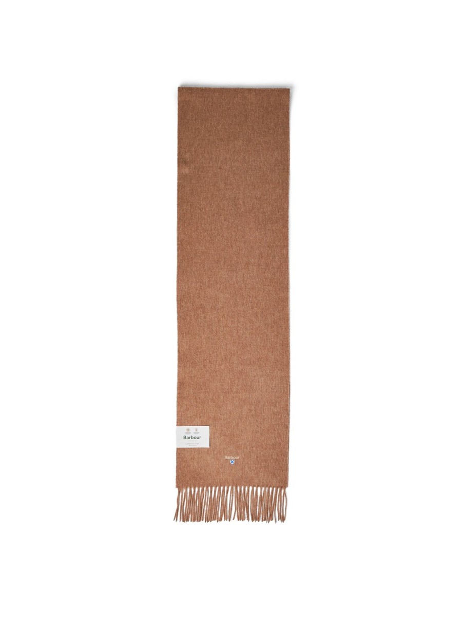 Men Barbour Scarves | Plain Lambswool Scarf Light Brown