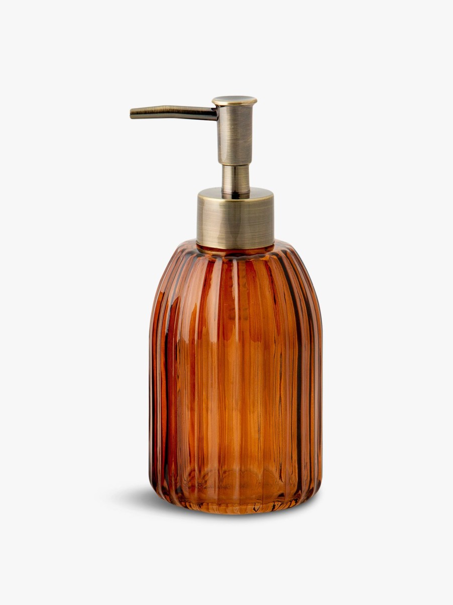 Home & Tech Andrea House Bathroom Accessories | Brown Glass Soap Dispenser