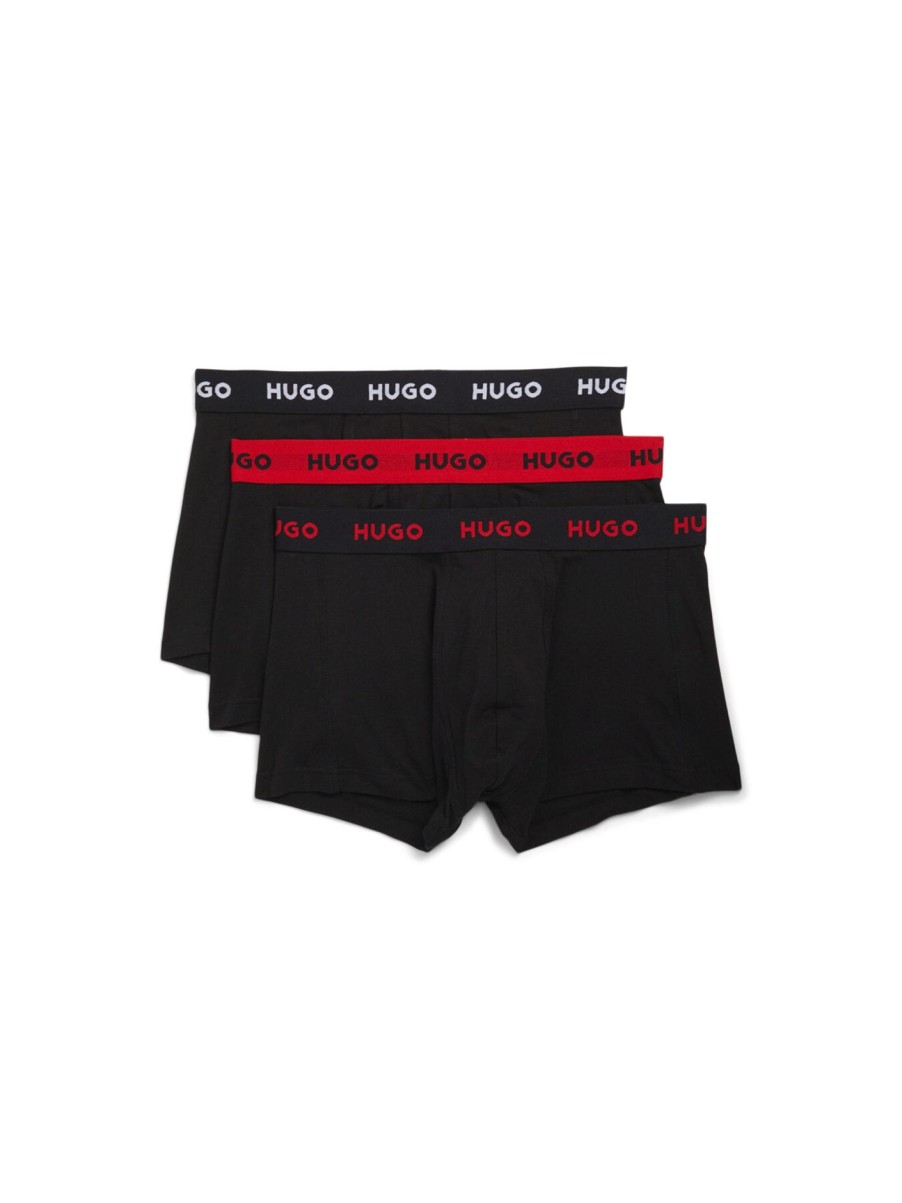 Men HUGO Underwear & Socks | Three Pack Stretch Cotton Trunks Charcoal