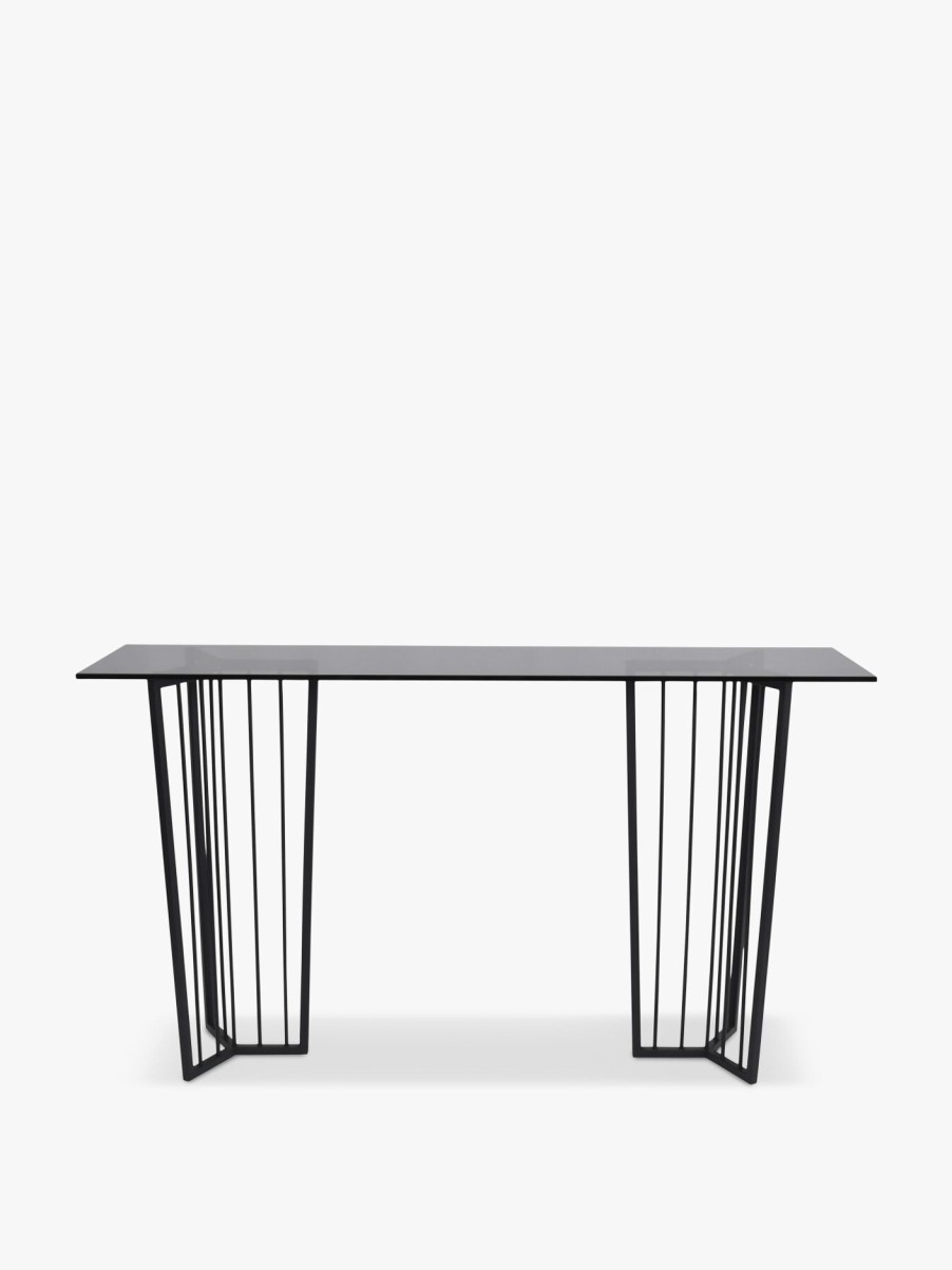 Furniture & Outdoor Libra Interiors Console Tables | Abington Frame And Tinted Glass Console Table Black