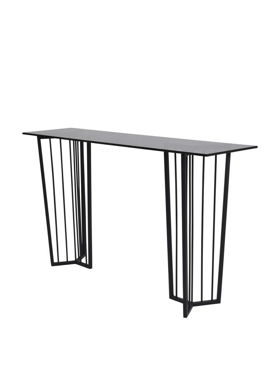 Furniture & Outdoor Libra Interiors Console Tables | Abington Frame And Tinted Glass Console Table Black