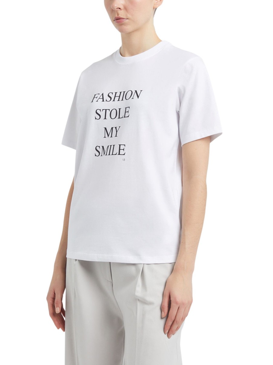 Women Victoria Beckham Tops | Slogan T-Shirt White