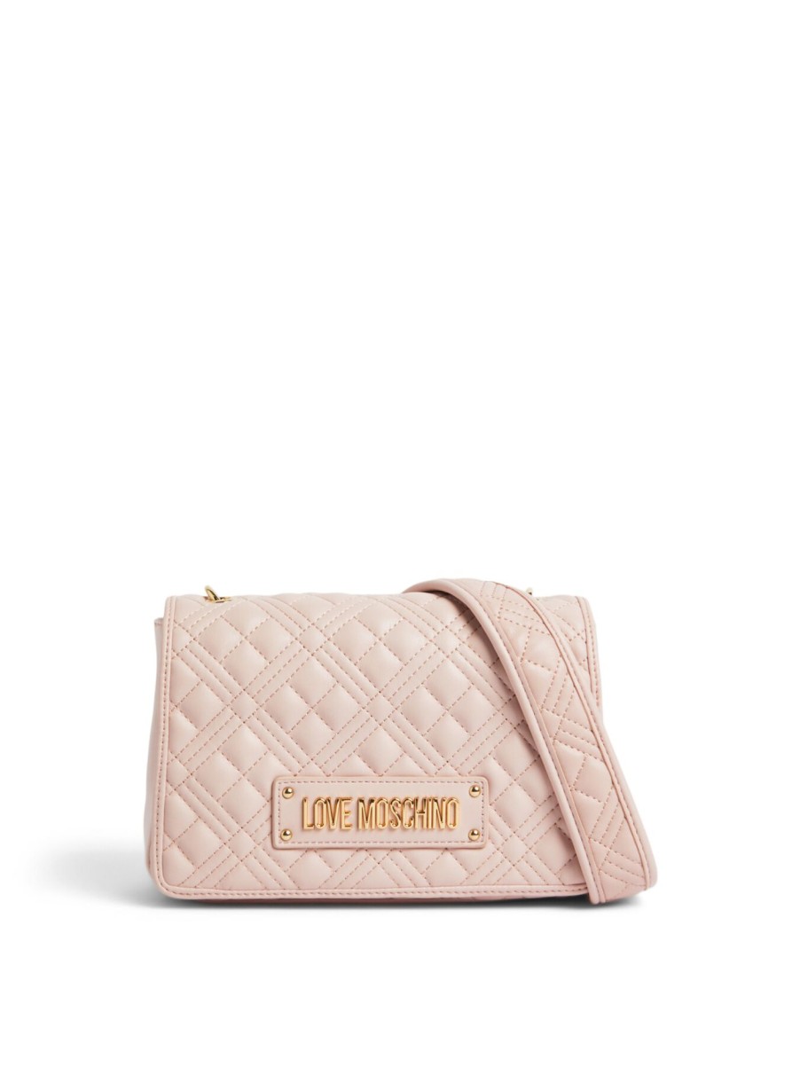 Women Love Moschino Cross Body Bags | Quilted Flap Crossbody Cipria/Poudre