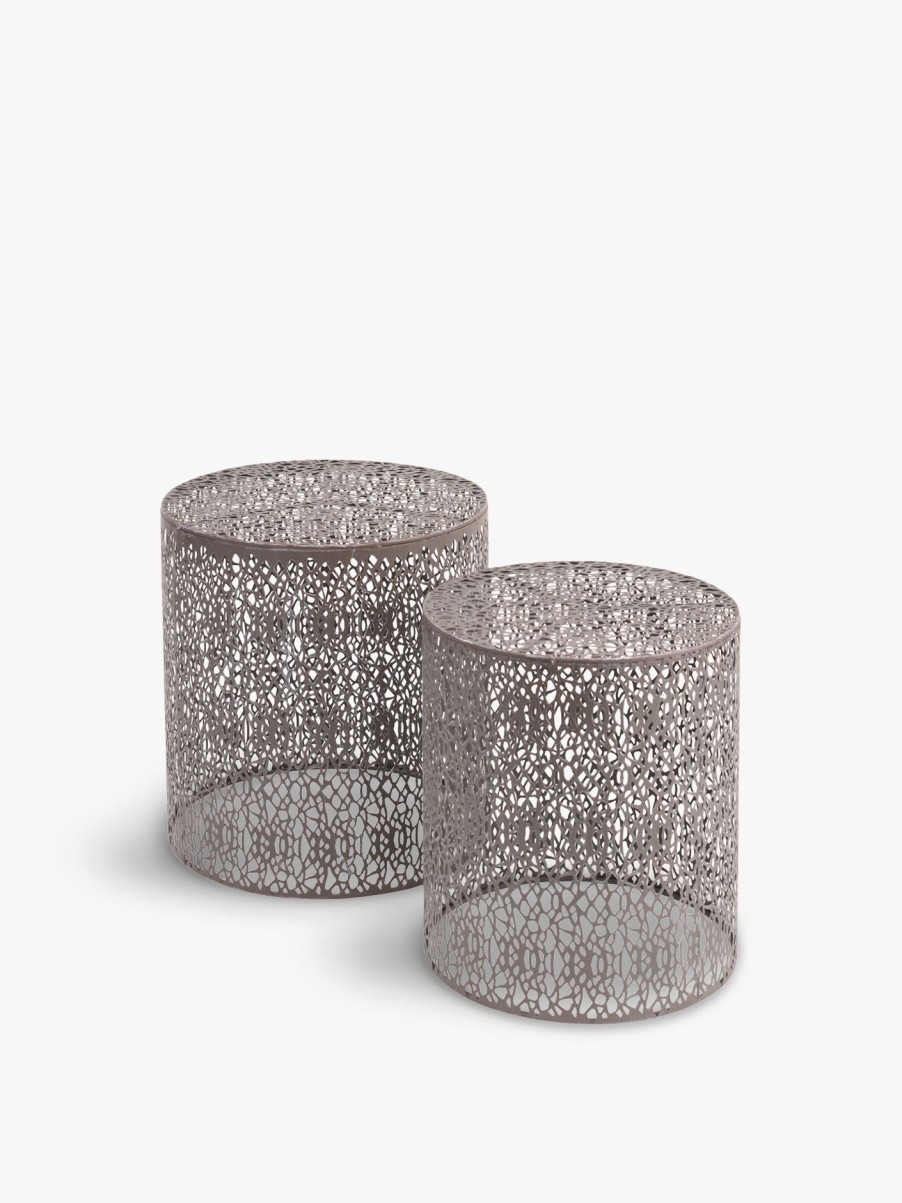 Furniture & Outdoor Libra Interiors Side Tables | Caprio Set Of Two Nesting Side Tables With Antique Finish Grey