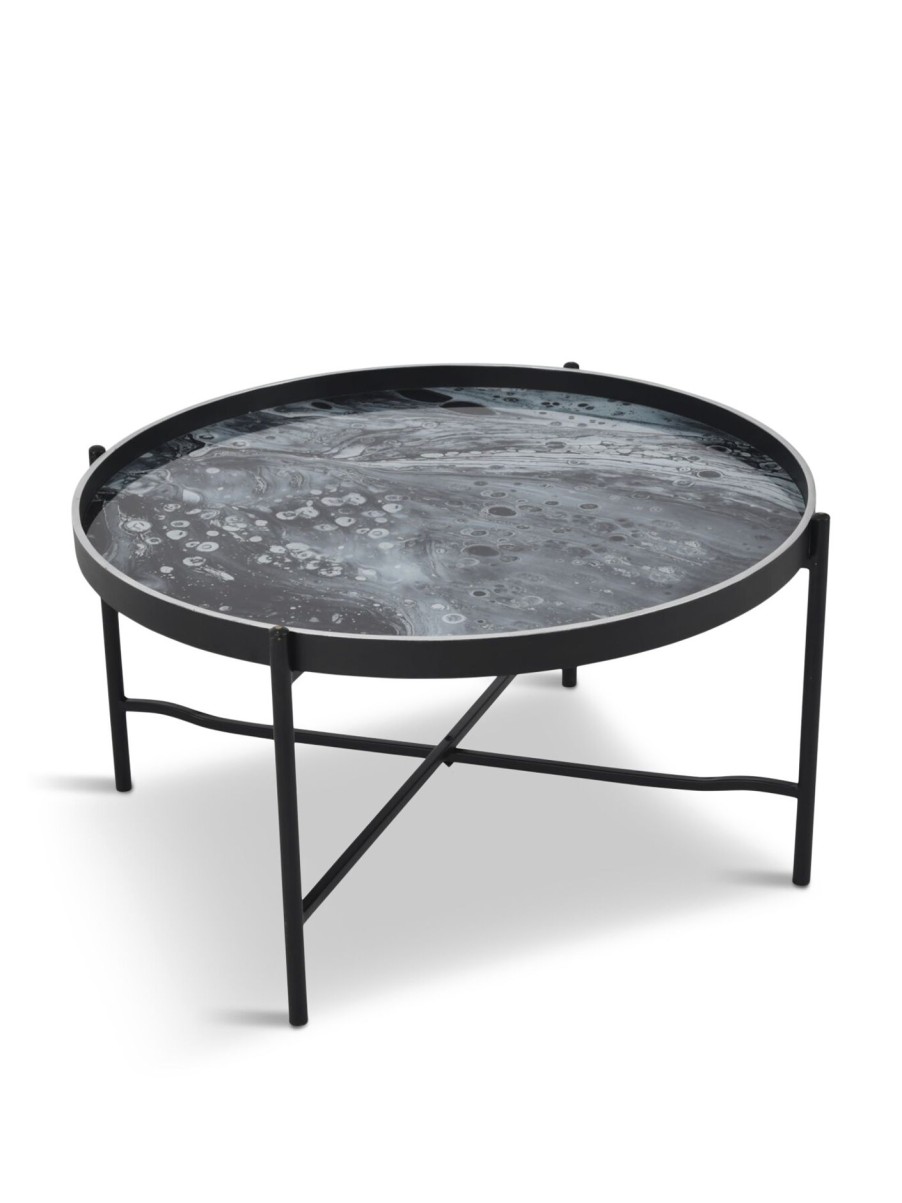 Furniture & Outdoor Libra Interiors Coffee Tables | Monochrome Swirl Coffee Tray Table