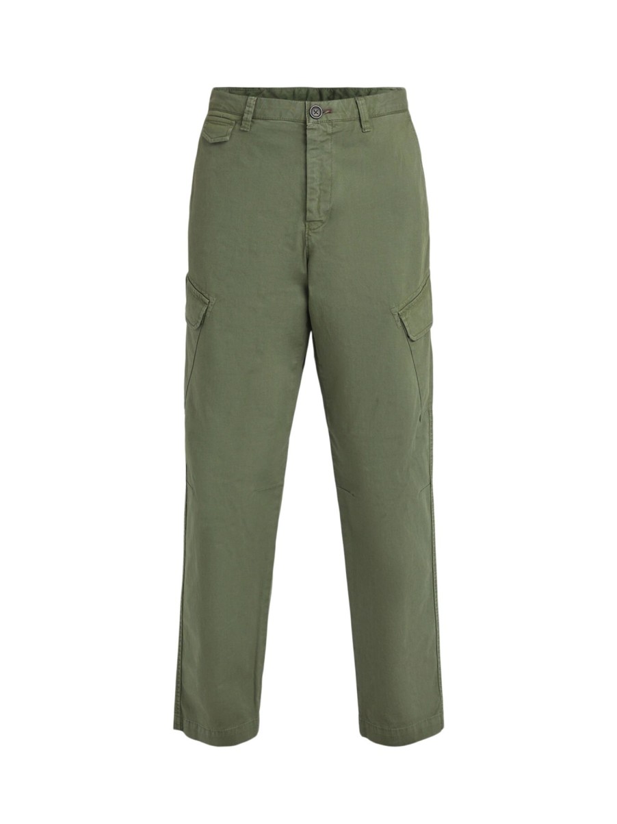 Men PS Paul Smith Trousers & Shorts | Stretch-Cotton Twill Cargo Trousers Khaki