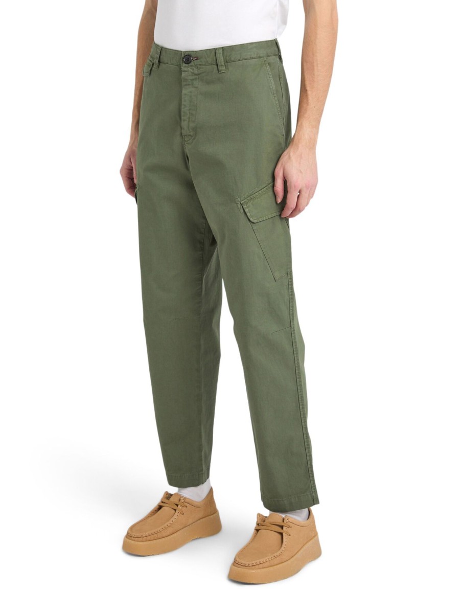 Men PS Paul Smith Trousers & Shorts | Stretch-Cotton Twill Cargo Trousers Khaki