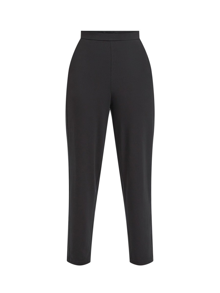 Women Eileen Fisher Trousers & Shorts | Stretch Jersey Slouch Ankle Trouser Black