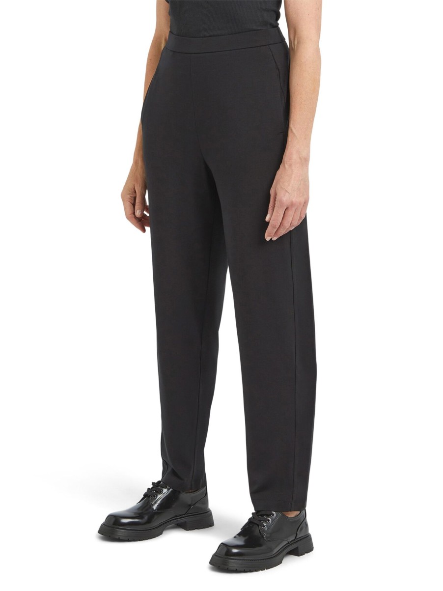 Women Eileen Fisher Trousers & Shorts | Stretch Jersey Slouch Ankle Trouser Black