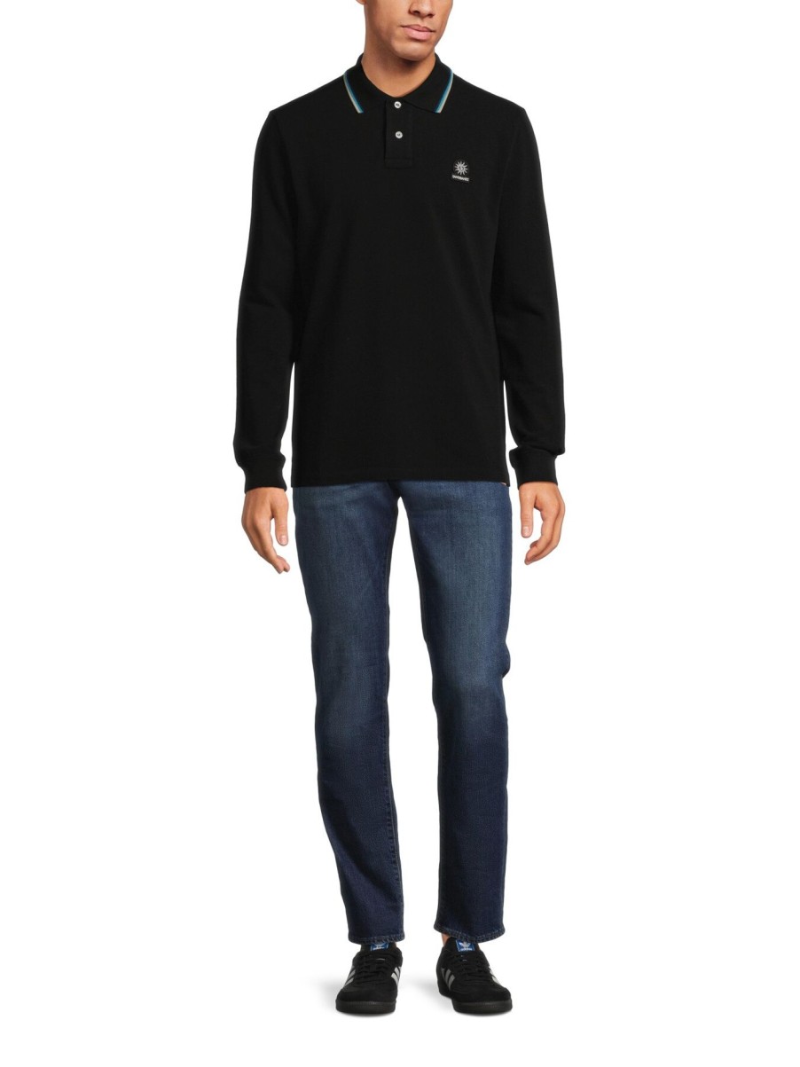 Men Sandbanks Polo & Rugby Shirts | Badge Long Sleeve Polo Shirt Black