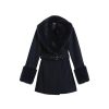 Women Ted Baker Coats & Jackets | Belted Coat With Faux Fur Collar And Cuffs Navy