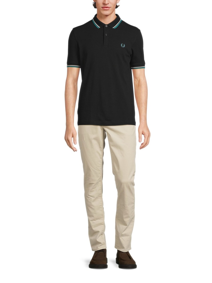 Men Fred Perry Polo & Rugby Shirts | Twin Tipped Fred Perry Shirt Black/Ecru/Dmint