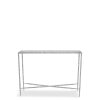 Furniture & Outdoor Libra Interiors Console Tables | Patterdale Hand Forged Console Table Small 110X30Cm Chalk White With Glass Top