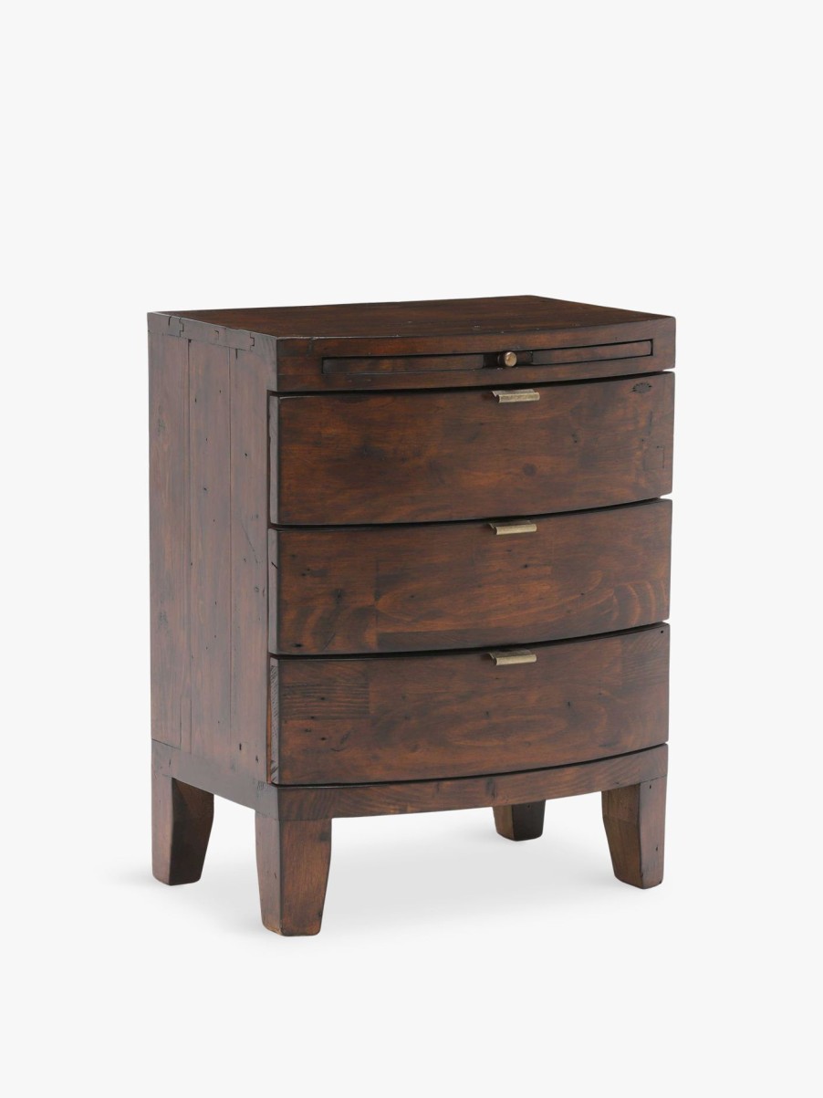 Furniture & Outdoor Barker and Stonehouse Bedside Tables | Navajos Reclaimed Wood 3 Drawer Wide Bedside Chest Reclaimed Wood, Chestnut Finish